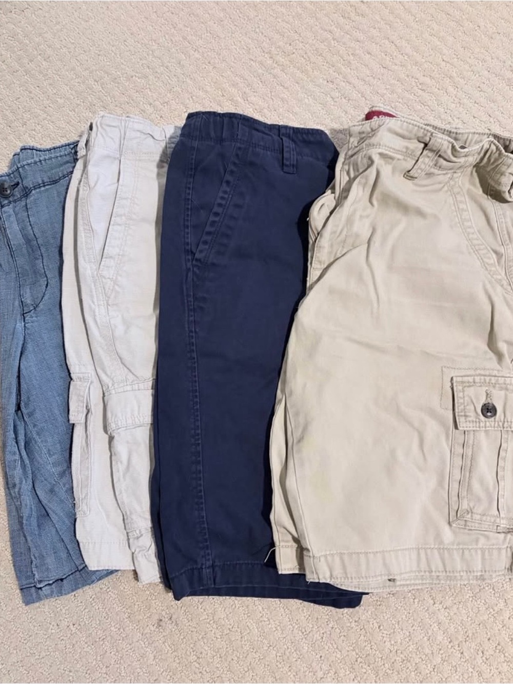 Lot of 4 Boys Casual Shorts - Navy, Khaki, Light Denim